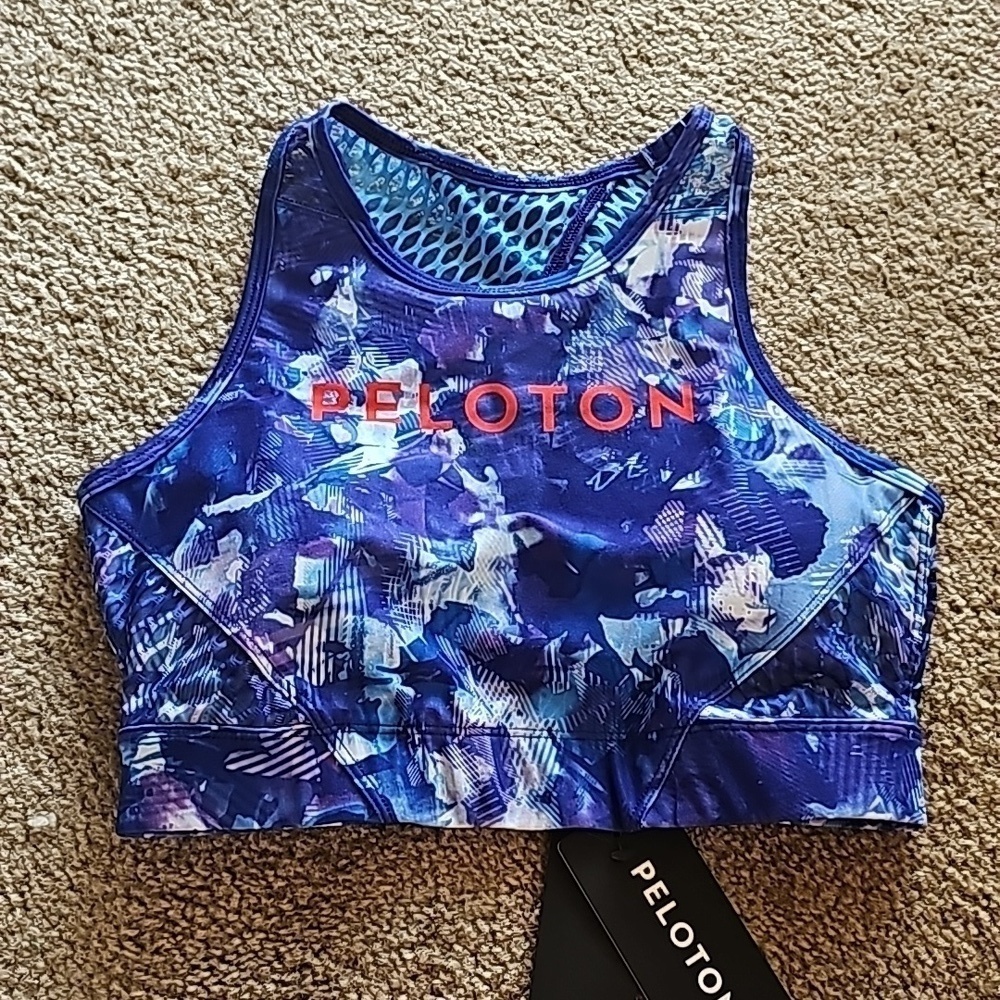 Peloton Blue High Neck Racerback Sports Bra Small